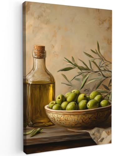 MuchoWow© Impression sur Toile Peinture 20x30 cm Tableau Mural Decoration Salon Reproductions de Tableaux Murale Moderne Olives - Nature morte - Vintage