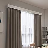 zshine Four-in-One Curtain Pelmet with Double Rails Decorative Panel and Optional Smart Light Belts Ceiling Mounting Customize Length for Living Room Bedroom Kitchen Room…