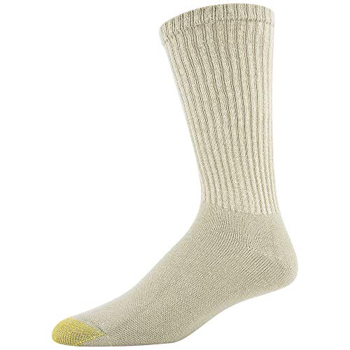 Gold Toe Men's 656s Cotton Crew Athletic Socks, Multipairs, Khaki Heather (6-Pairs), Large