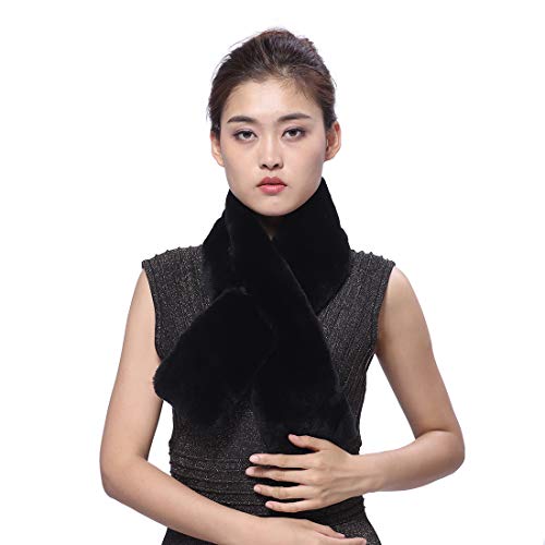 BeFur Genuine Rex Rabbit Fur Pull Through Scarf | Women Winter Warm Fur Collar