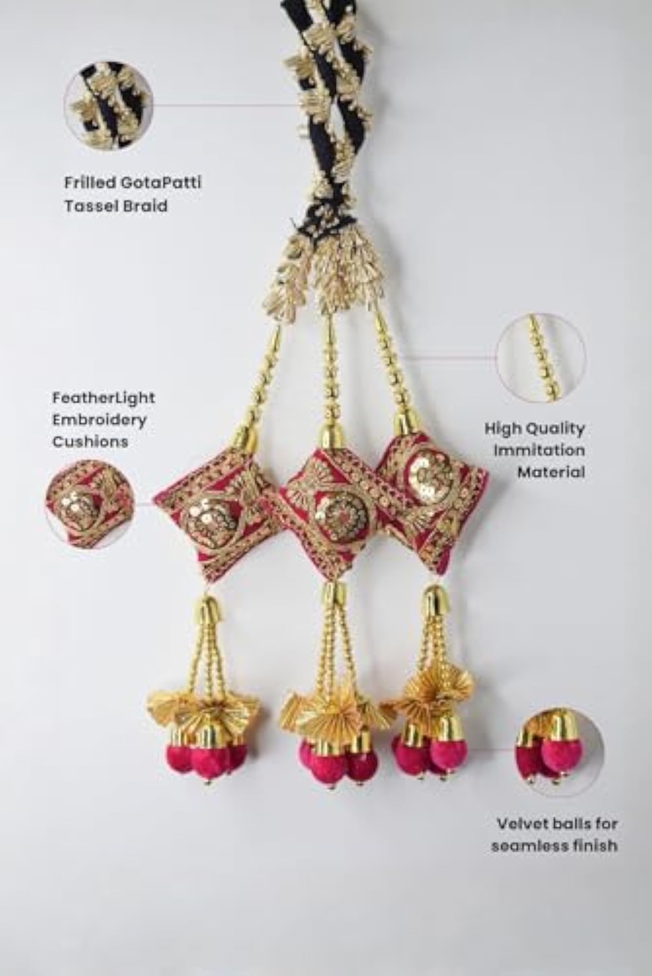 Punjabi Cushion Paranda with Gota Patti Braid for Heavy Look
