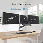 HUANUO Dual Monitor and Laptop Mount for Max 32” Monitor and 17” Laptop, Adjustable Gaming Monitor Arm with Tilt, Swivel and Rotation, Dual Monitor and Notebook Stand with VESA Bracket 75/100 mm