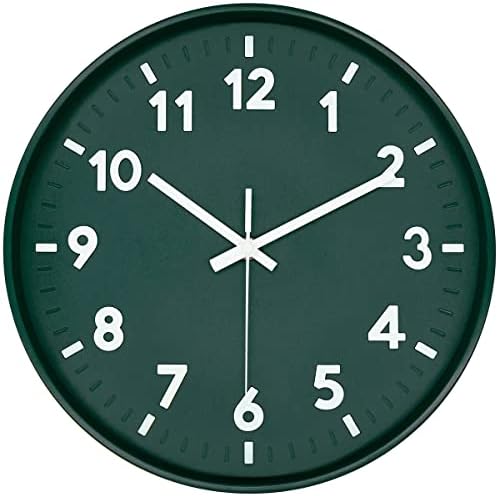 12 Inch 3D Number Modern Wall Clock,Round Bright Colorful Dial,Non Ticking Silent Quartz Battery Operated Wall Clocks,Easy to Read Simple Style Decor Clock for Bedroom,LivingRoom(DeepGreen)