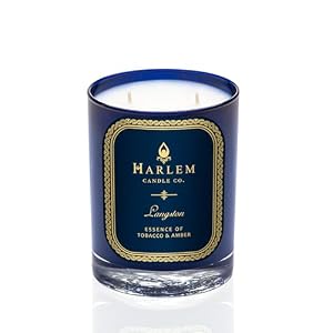 Harlem Candle Co. Langston Luxury Candle, 11 oz Blue Glass Jar, Double Wick, Soy Wax, Gift Box, Jasmine, Sandalwood, Nutmeg, Cloves, Vanilla, Leather, and Amber, 80 Hour Burn Harlem Candle Co Langston Luxury Candle 11 oz Blue Glass Jar Double Wick Soy Wax Gift Box Jasmine Sandalwood Nutmeg Cloves Vanilla Leather and Amber 80 Hour Burn