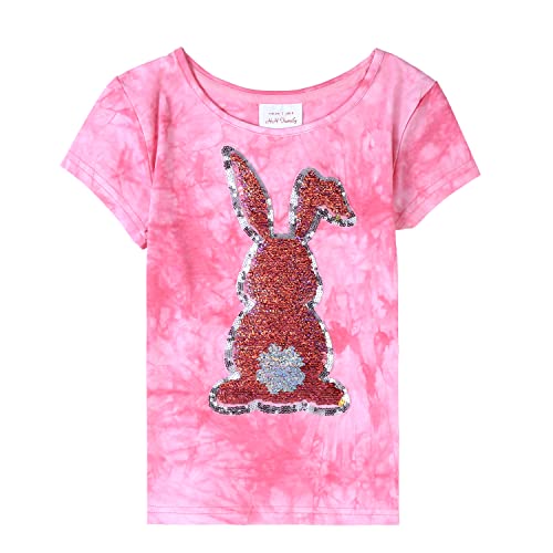 Image of Easter Shirts for Girls Kids Easter Gift Bunny Flip Sequin T-Shirt Clothing 3-12 Years