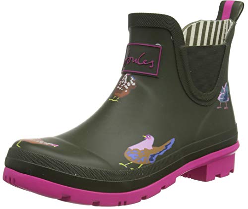 Joules Women s Wellington Welly Boot, Khaki Chickens, us-0   asia size s