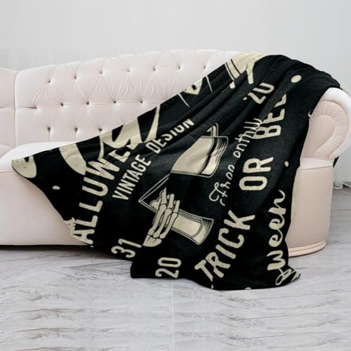Couverture microfibre légère 150x200, plaid d'Halloween pour lit et voyage