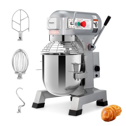 Comparison: Best Commercial Mixer For Bakery 6 ROVSUN 10Qt Commercial Food Mixer, 550W Electric Commercial Stand Mixer Heavy Duty with Adjustable 3 Speed, Stainless Steel Bowl, Dough Hooks Whisk Beater, Perfect for Bakery Pizzeria Restaurants