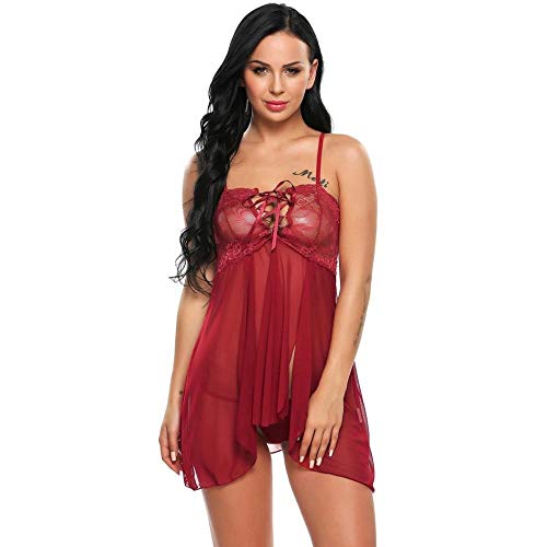 Nuisette grande taille en dentelle douce pour effacer les complexes au lit