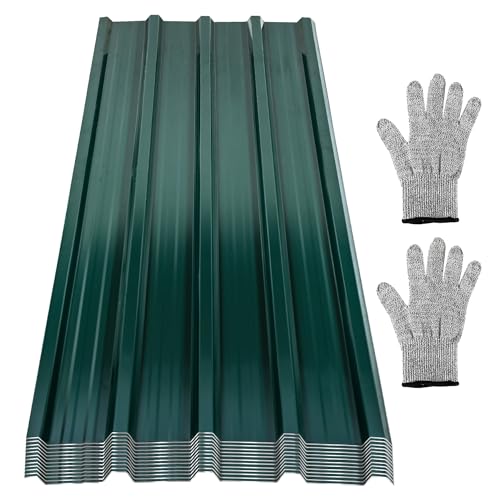 Sonnewelt Plaques trapézoïdales pour toit 129 x 46 cm, galvanisées, 7 m², en tôle ondulée pour maison d'outils, couleur : vert