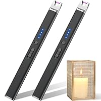 LcFun Lichtbogen Feuerzeug Elektrisch Stabfeuerzeug USB Aufladbar Elektrisches Feuerzeug Winddichtes Elektro Kerzenanzünder Plasma Feuerzeuge für Kerzen Anzünden, Gasherd (2 Stück Schwarz)