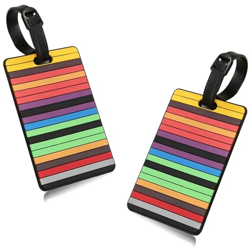 Suitcases Luggage Tags, 2Pcs Silicone Luggage Tags, Travel Tags for Luggage, Cruise, Waterproof, Business, Travel Accessories (Colored Stripes)