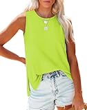 Flowy Tank Tops for Women Summer Shirts Sleeveless Tops for Women neon top Green M
