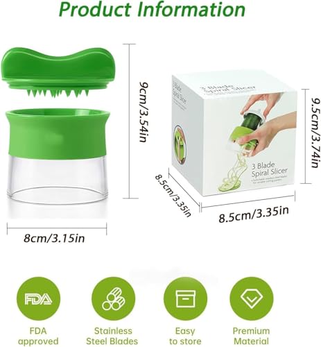 قطاعة حلزونية محمولة من بوكيلا للخضروات، قطاعة بطاطا حلزونية للسباجيتي للجزر والفواكه والخيار والبطاطس واليقطين والكوسا والنودل، خالية من البيسفينول ايه، بدون كهرباء