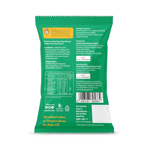 Image of GO DESi - Garlic Masala Murmura | No Palm Oil | Indian Snacks | Street Food | 100 gms | pack of 2
