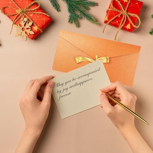 24 Stück Großer Schleifenumschlag Briefumschläge Bunt Schöne Briefumschläge Dekorative Briefumschlägen mit Schleife Briefumschlägen Hochzeit Perlglanzpapier Schleifenumschlag für Hochzeit Party