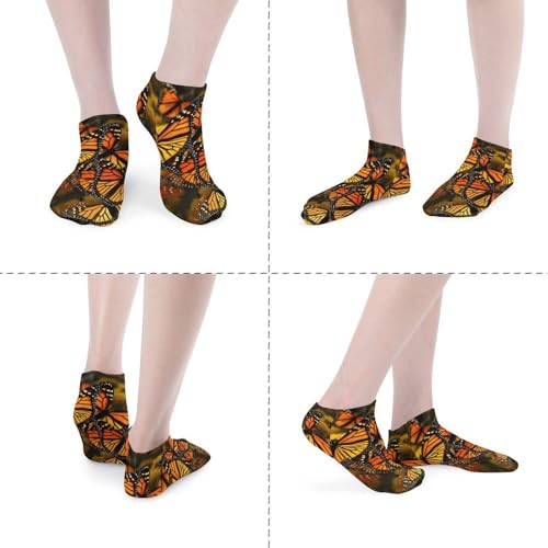 5 Pairs Monarch Butterflies Ankle Socks for Women Men Casual Crew Socks Athletic Running Low Cut Sock Lightweight & Breathable4