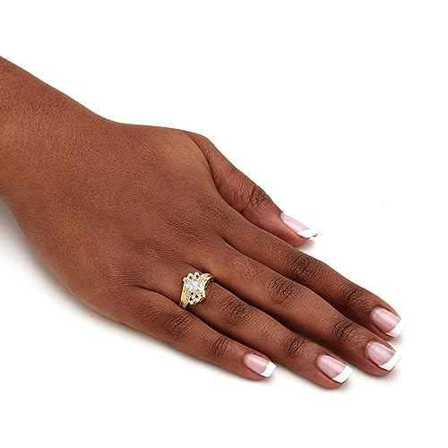 Palm Beach Jewelry 14K Yellow Gold Plated Marquise Cut Cubic Zirconia Bypass Engagement Ring4
