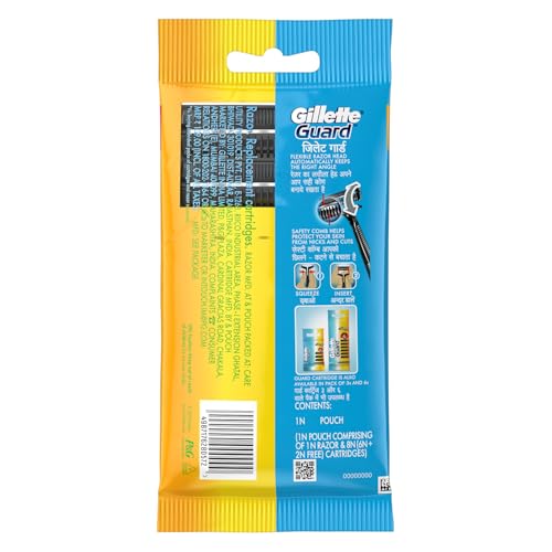 Image of Gillette Men Guard Manual Shaving Razor Blades - 8 Cartridges, 1 Razor