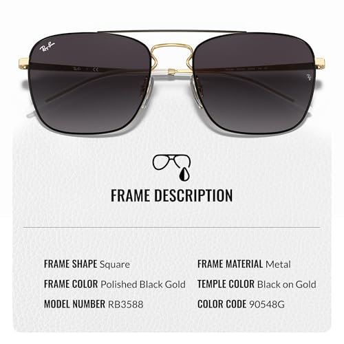 Ray-Ban RB3588 Square Shaped Sunglasses for Men & Women with Official RAYBAN Eyewear Kit3