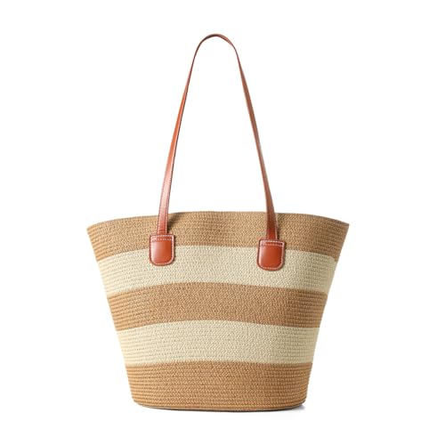 Image of Straw Bags For Women | Travel Straw Totes Bag, Summer Woven Shoulder Bag Handbag