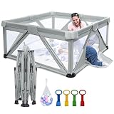 Picture of Baby Playpen Foldable, Heyo.Ja Large Play Yard, Playpen for Babies and Toddlers, Play Pens for Babies and Toddlers with Gate, Indoor & Outdoor Portable Play Pen (47"×63")