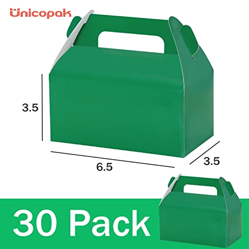 Unicopak 30 Pack Shiny Green Party Favor Treat Boxes, Gable Goodie Boxes Candy Boxes, Green Gift Boxes For Kids Themed Birthday Party, Party Supplies, Holidays, St. Patrick's Day, Christmas – 6.5X3.5X3.5 Inches #TOP6