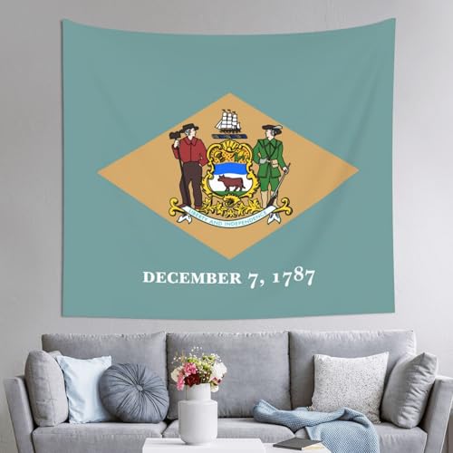 Tapiz grande de la bandera de Delaware, decoración de tela de 152 x 130 cm para renovar tu salón