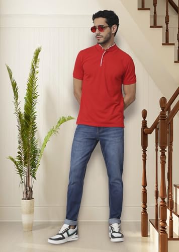 Image of i'sol Men's Tapered Fit Solid Mid-Rise Stretchable Casual Jeans