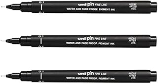 UNI-Ball PIN Drawing Pen FINELINER Ultra FINE LINE Marker 0.1mm Black Ink - [Pack of 3]