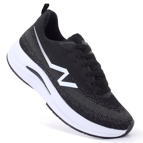 Tênis Feminino Nippos Acdemia Caminhada Esportivo (Preto Branco, BR, Adulto, Numérico, 34)