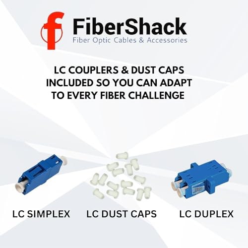 Image of Fibershack - LC Fiber Optic Connector Kit for Simplex & Duplex Optical Cables - Includes Fiber Couplers, LC-UPC Dust Caps, Hard-Shell Snap Lock Container to Keep Your Optical Toolkit Organized