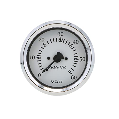 VDO 333-15274 Cockpit Marine 6000RPM 3 3/8" (85mm) Sterndrive Tachometer 12V - White