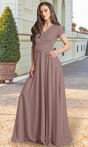 Image of KOH KOH Womens Sexy Cap Short Sleeve V-Neck Flowy Cocktail Gown