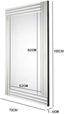 RICHTOP Wall Mirror Triple Bevelled Edges Rectangle Large Silver Wall Mounted Mirror For Living Room, Hallway, Office 70 X 100 CM