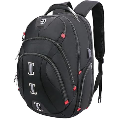 Swissdigital Design Travel Laptop Backpack, College Backpack For men with USB Charging Port Smart Bag with RFID Fits 15.6 Inch Notebook (PIXEL SD857) Cover