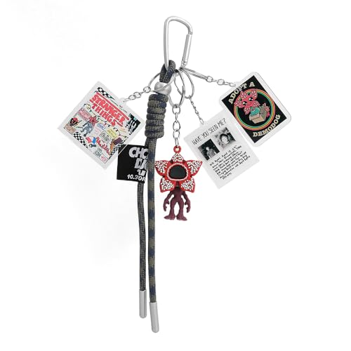 H.ebony 5Pcs Stranger 5 Keychains for Women Men Movie Theme Keychain Car Charms Backpack Key Key Chain Accessories Wristlet Chain