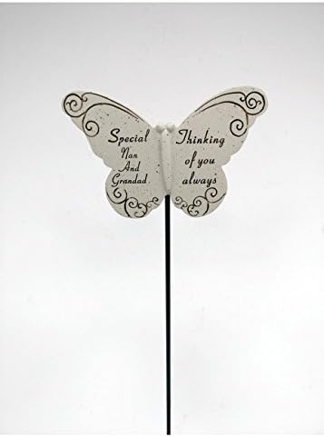 Memorial Butterfly Special Nan & Grandad on Stick , Put By Grave Side