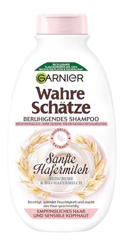 Garnier Wahre Schätze Beruhigendes Shampoo Sanfte Hafermilch für empfindliches Haar und sensible Kopfhaut; 250 ml