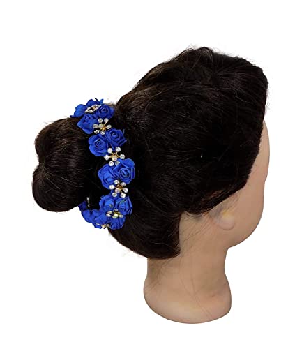 Image of Majik Bun Decoration Hair Gajra For Women And Girls Wedding, Party Hair Decoration Hair Accessories (Blue)