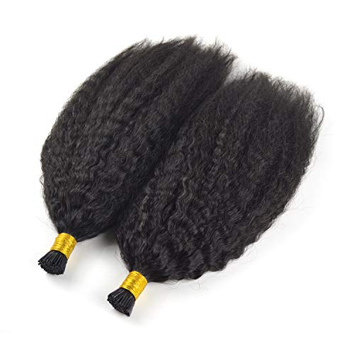 Afro kinky curly I Tip hair extension 100% human hair 1g/strand 100g natural color virgin hair (16, Natural Color)_AB