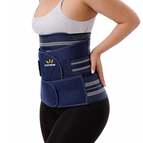 Image of PLETHEON 3 In 1 Postpartum Belly Band Post Pregnancy Abdominal Belt For Women After Birth Belly /Waist /Pelvis Wrap Postnatal Shapewear, (Fit from 30 Inch to 46 Inches of waist) (Blue)