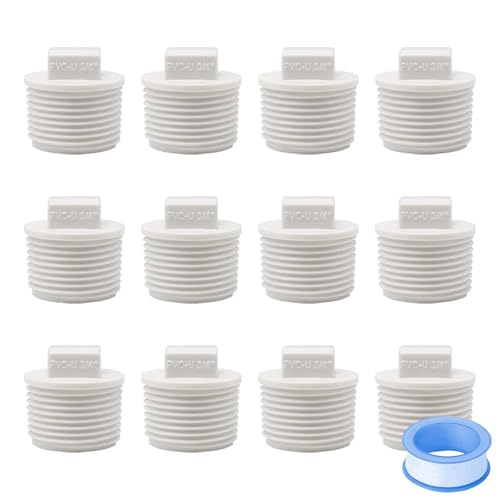 HayEastdor 12PCS 3/4inch PVC Coupling Cap Pipe Fittings White PVC Pipe End Cap Plug Adapter SCH40 Fit for 0.75inch Male Thread Pipes or Fittings 3/4\" HE060-3/4