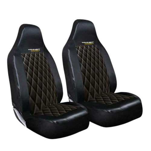 JH AUTOSTORES - FOR FORD TRANSIT CONNECT - PREMIUM QUILTED DIAMOND BLACK LEATHER FRONT DRIVER & PASSENGER SEAT COVERS SET HEAVY DUTY WATERPROOF SEAT PROTECTORS 1+1