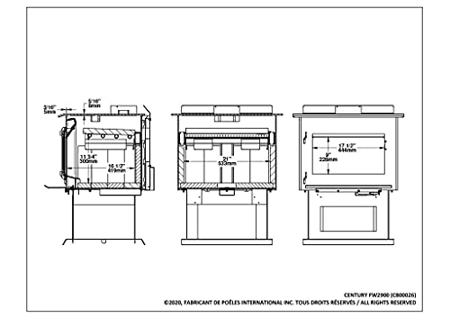 Century Heating - Fw2900 On Pedestal Large Epa 2020 Certified Wood Stove - 2,100 Sq. Ft. - 75,000 Btu/H. Model# Cb00026 #TOP7