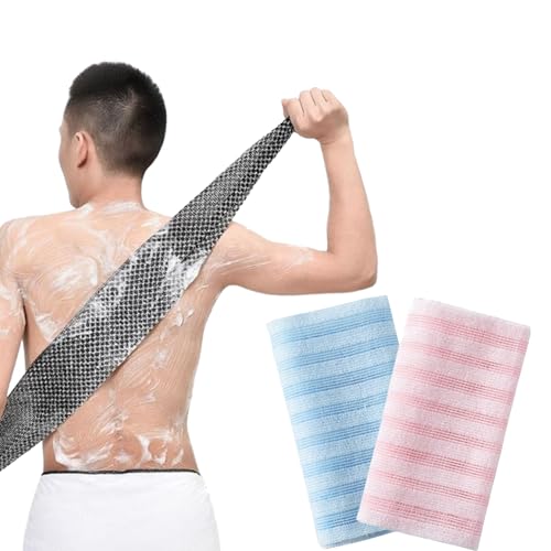 Exfoliating Shower Towel, Back and Body Exfoliator Towel, Scrub Cloth, Bath Towel, Portable Bath Towel, Travel and Quick Drying, for Women and Men (2pcs-A)
