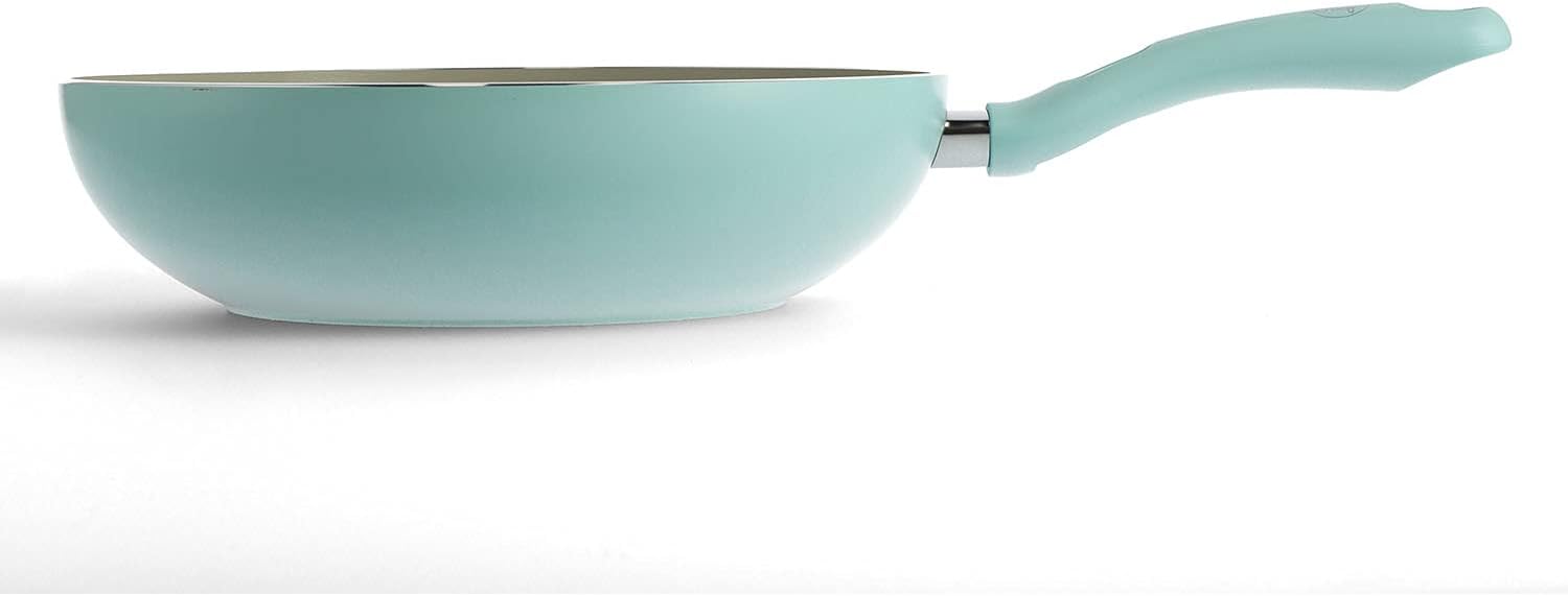 Greenpan Green Chef Deep Wok Pan, 11.0 inches (28 cm), IH Compatible, Ceramic Finish, Non-Stick Interior and Exterior for Easy Cleaning, Non-Toxic Materials, Earth Color, Mint Green