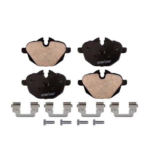 Image of Detroit Axle - Brake Pads for 2011-2016 BMW 528i, 2012-2016 528i xDrive, Ceramic Brake Pads w /Hardware 2013 2014 2015 Front and Rear Replacement Brakes [Excluding Performance Brakes]