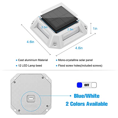 Volisun Solar Driveway Lights Dock Deck Lights 8-Pack,2 Colors In 1,Wireless Solar Powered 1200Mah Battery,Waterproof Outdoor Warning Step Lights For Driveway Sidewalk(2 Colors Lighting,White/Blue) #TOP4