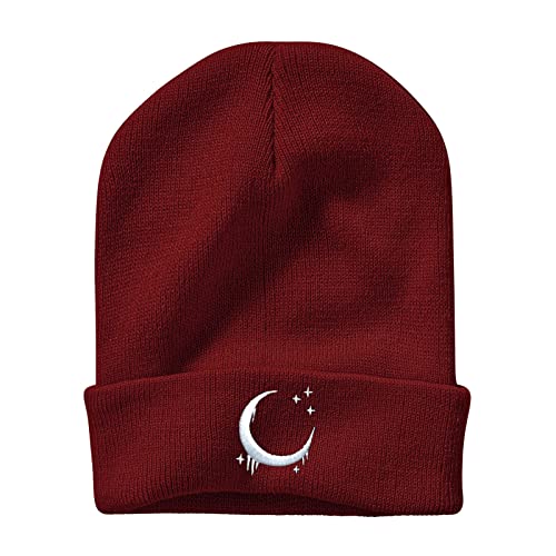 Image of Embroidery Goth Beanie Knit Hats for Men & Women, Embroidery Winter Hats Skull Cap